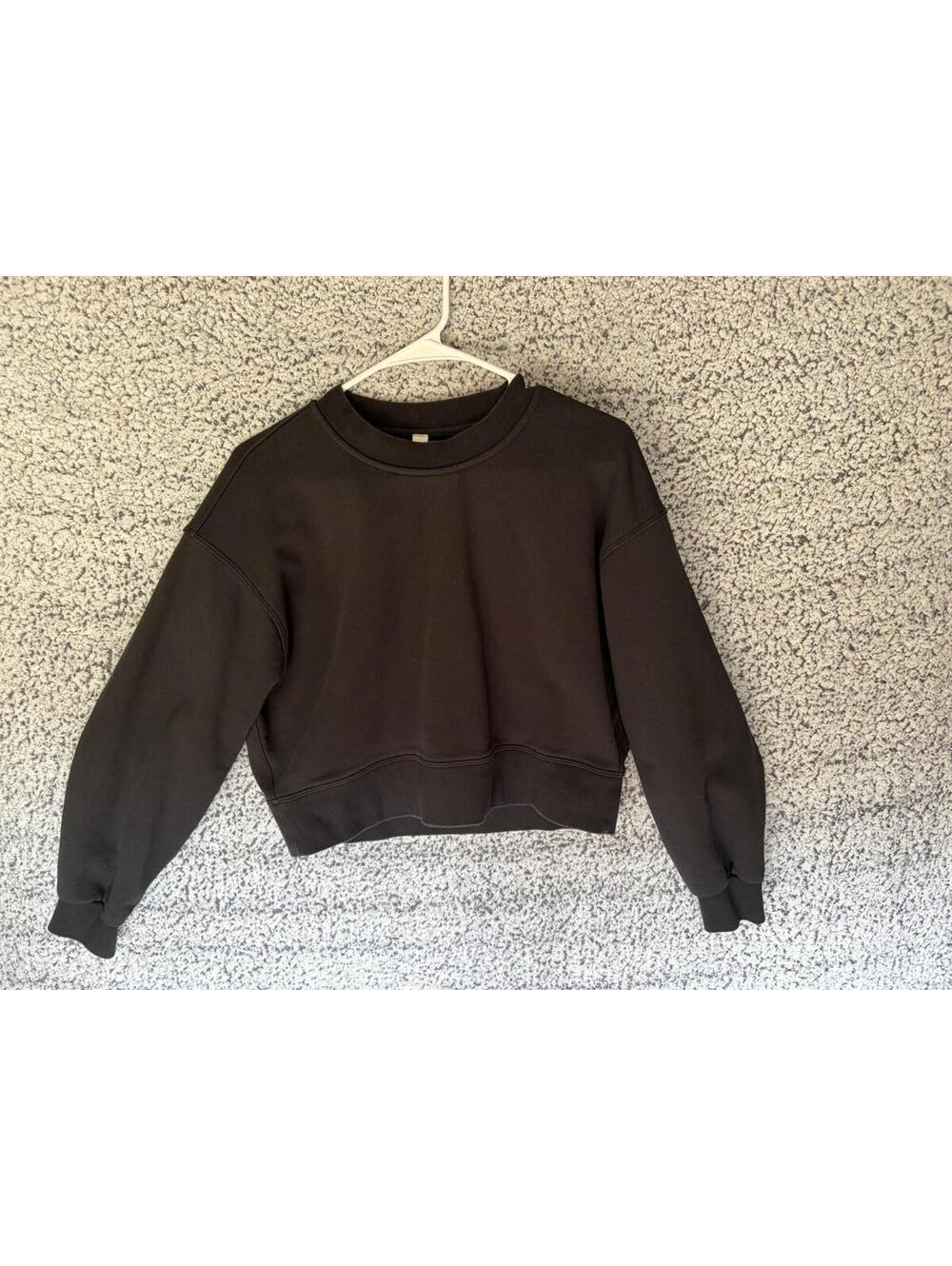 Lululemon Perfectly Oversized Cropped Crew French Terry Black Size 2